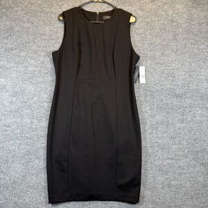 Liverpool Sheath Dress Black 6/28 Sleeveless Zip Pleated Business Cocktail NWT